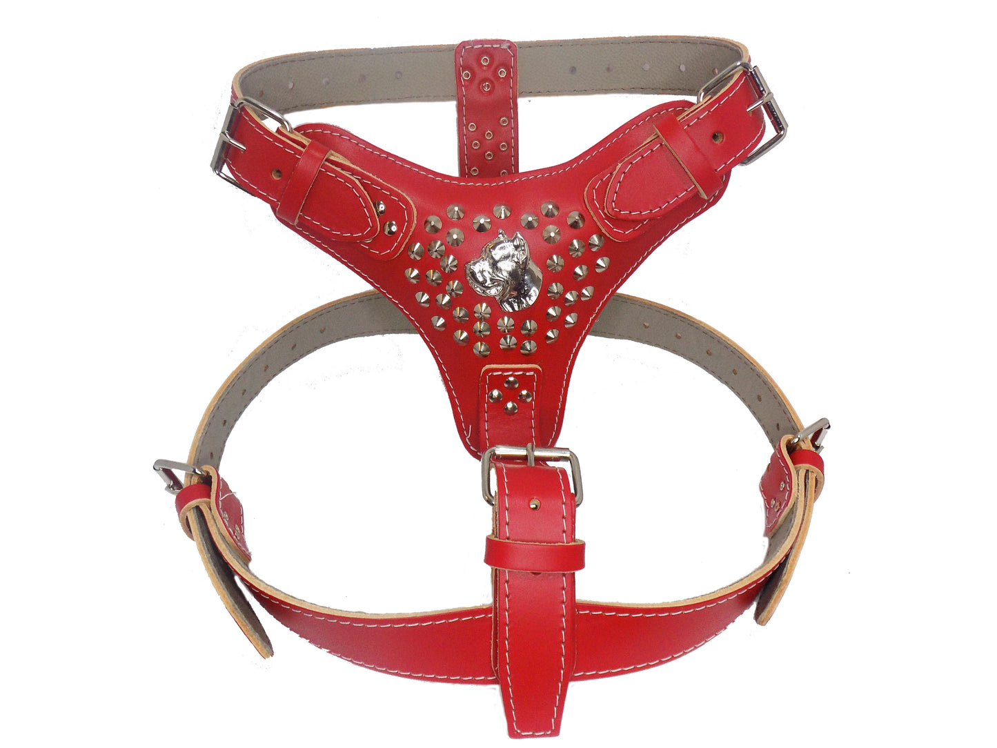 Extra Large Heavy Duty Leather Dog Harness with Cane Corso and Studded Design