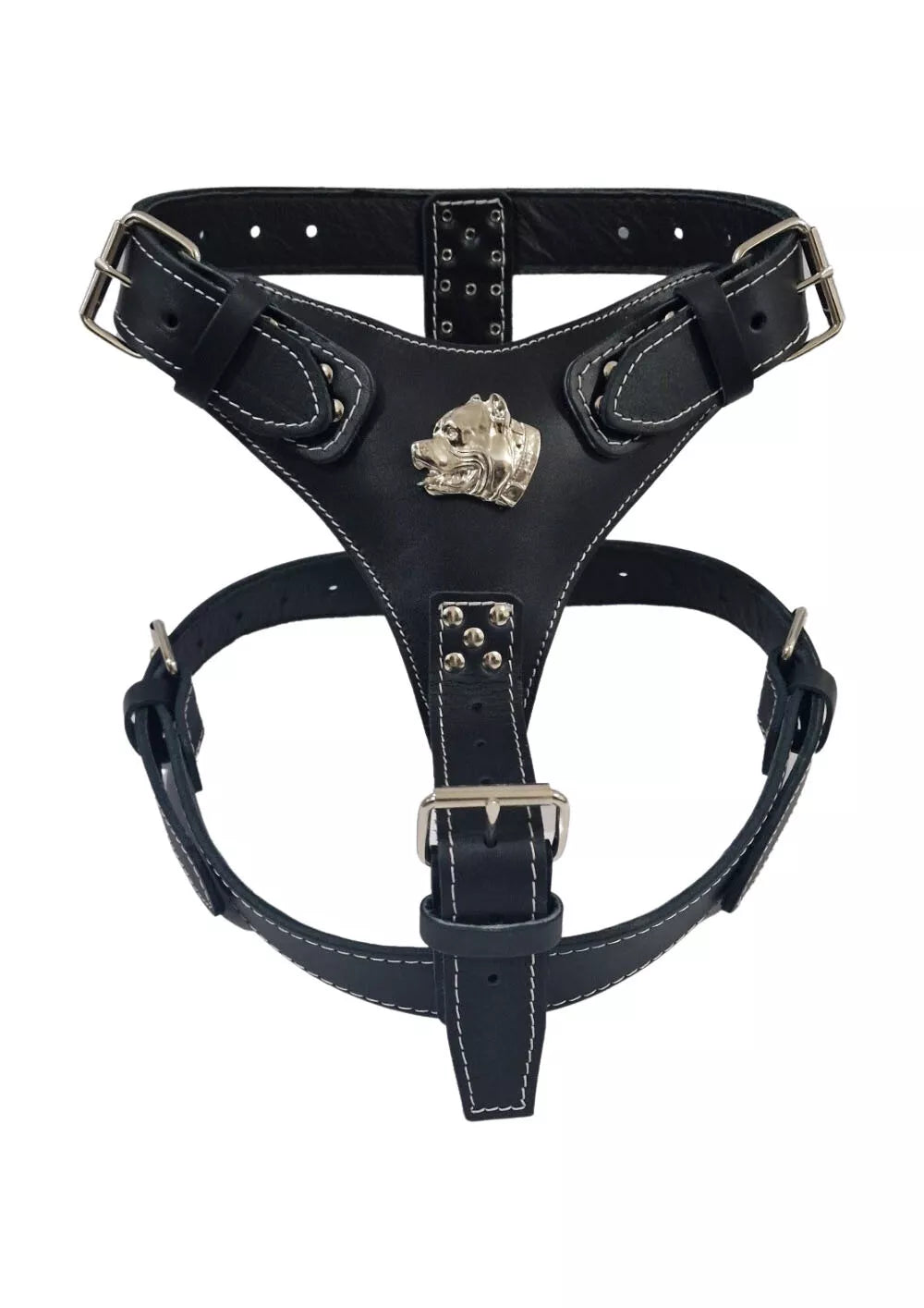 Large Heavy Duty Leather Dog Harness with American Bully for Pocket, Standard and Classic Bully