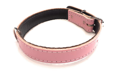 1" Baby Pink Plain Leather Dog Collar for Small and Medium Dog Breeds