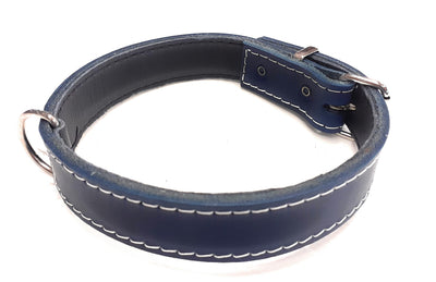 1" Navy Blue Plain Leather Dog Collar for Small and Medium Dog Breeds