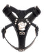 Black Leather Dog Harness Staffordshire Bullterrier Head Motif & Knot