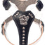 Two Tone White / Black Leather Dog Harness with Staffy Head Motif & Studded Design