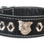 1.5" Staffy Leather Dog Collar with Decorative Design and Staffordshire Bull Terrier Badge