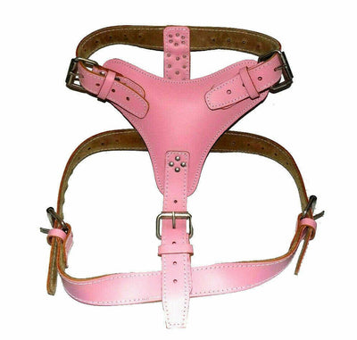 baby pink leather dog harness