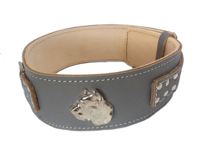 2.5 inch Heavy Duty Leather Dog Collar with Cane Corso Head Motif