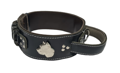 2.5 inch Heavy Duty Dog Collar with Cane Corso Head Motif and Handle
