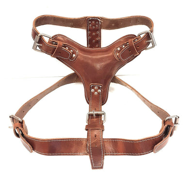 Plain Extra Large Heavy Duty Tan Brown Leather Dog Harness fits Any Big Dog Breeds