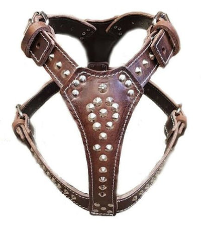 Beautiful Studded Leather Dog Harness fit any Large Dog Breed like Staffy, Pit Bull..