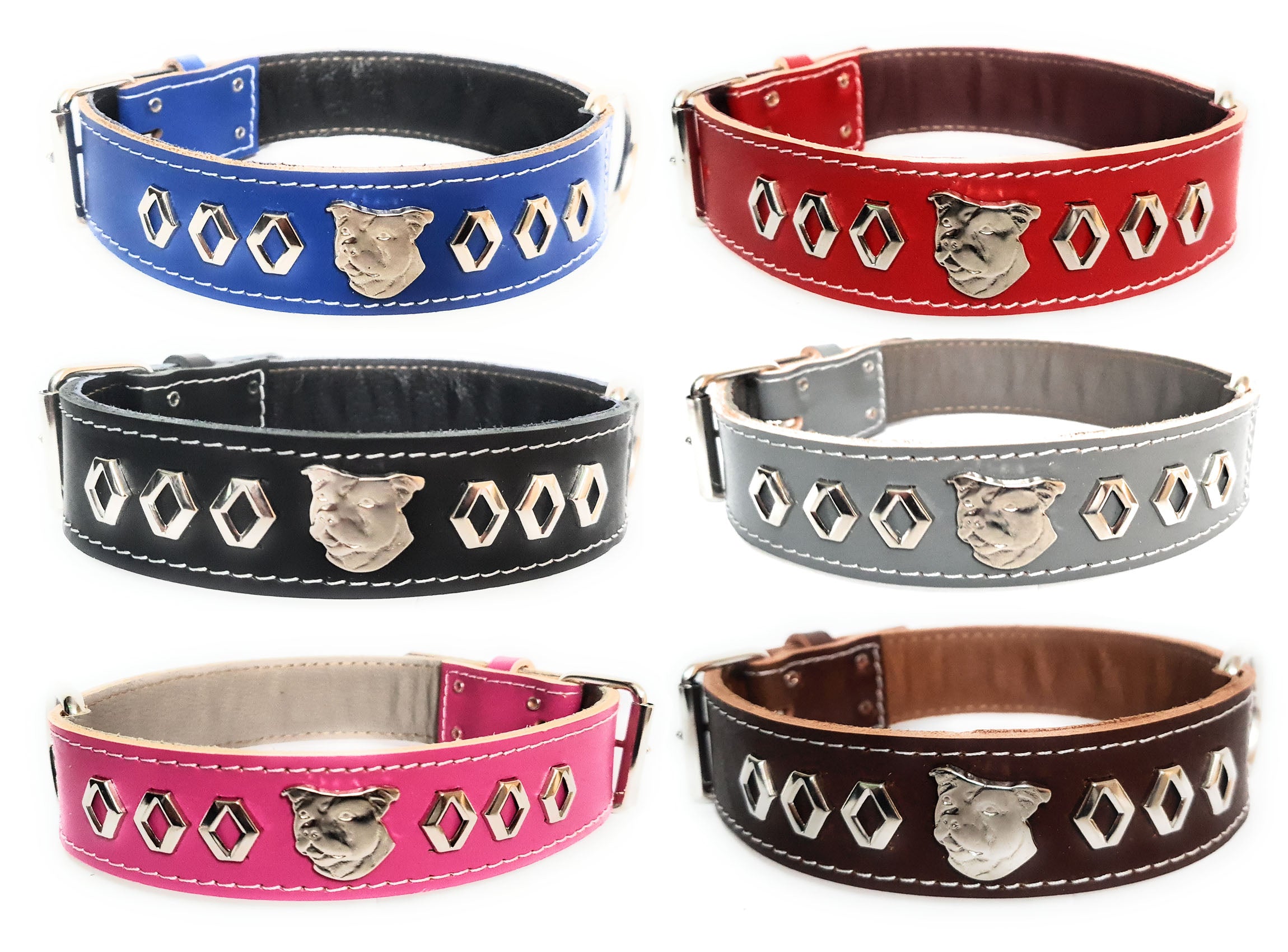 Leather cheap staffy collars